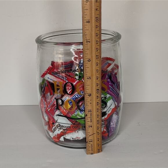 Hocus Pocus Broom Company Clear Glass Halloween Candy Jar Canister - Picture 7 of 12